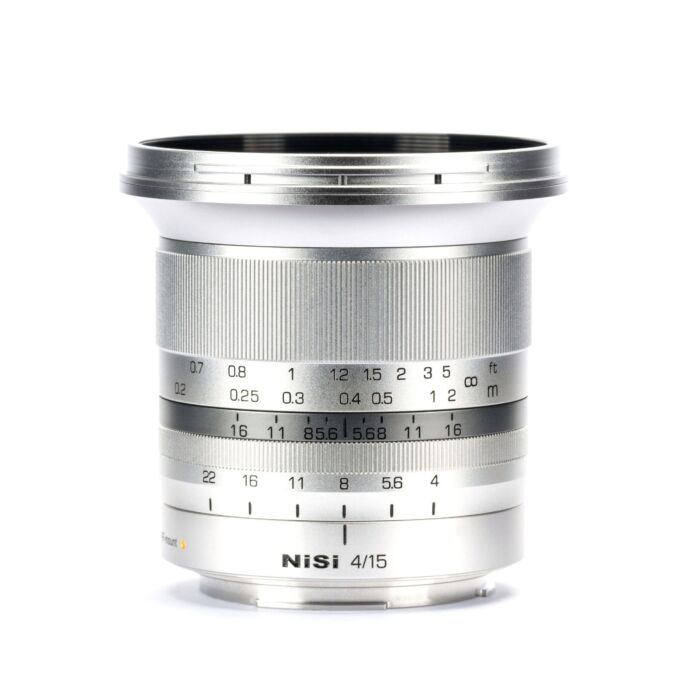 nisi-lens-1540rf-sil_2.jpg NiSi - 15mm f/4 Sunstar Super Wide Angle Full Frame ASPH Lens in Silver (Canon RF Mount) - Image 1